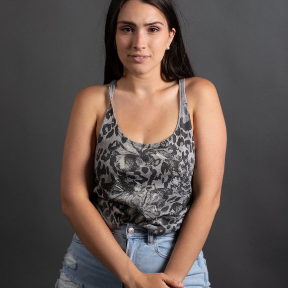 Cheetah Racer Back Tank with Lace - Picture 5 of 10